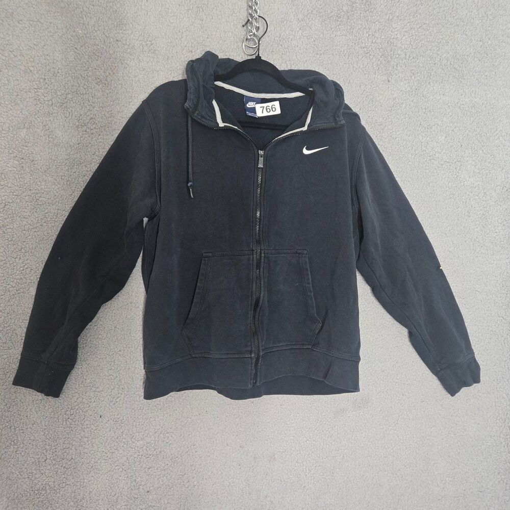 Nike Full Zip Hoodie Sweatshirt Club Full-Zip Mens XL Black Embroidered Hooded